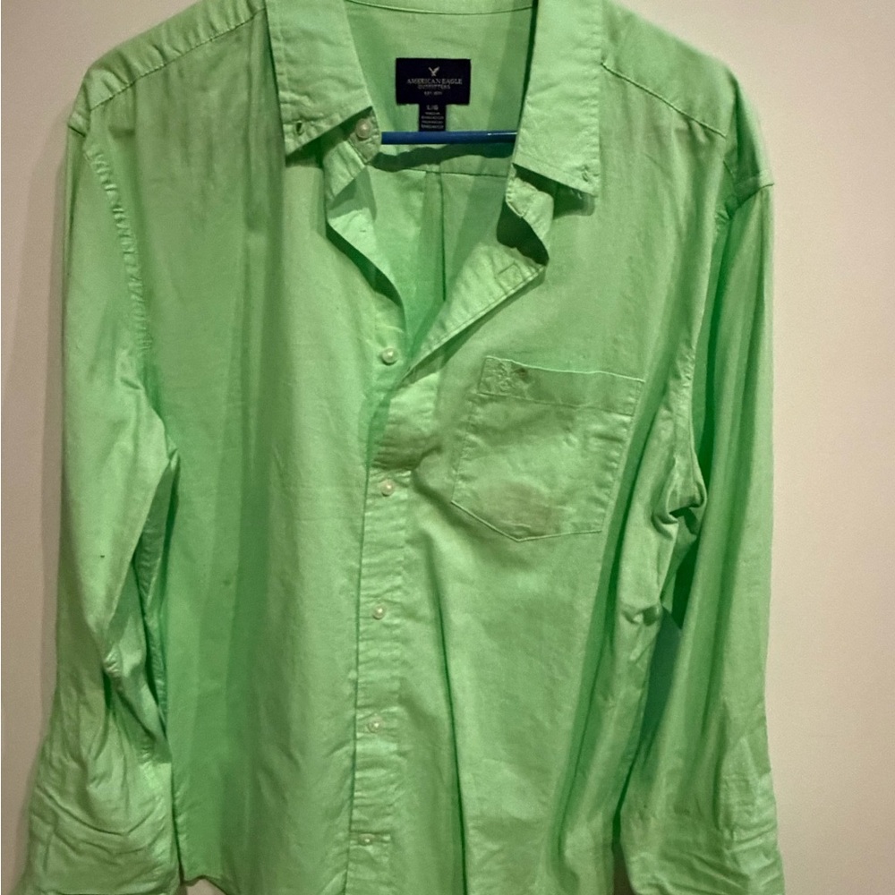 American Eagle Outfitters Light Green Casual Shirt